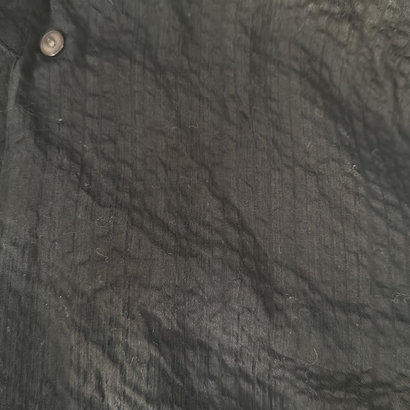 VINTAGE BCBG MAXAZRIA COLLECTION Black Cotton Blouse With Azure Button Belt - Picture 5 of 5